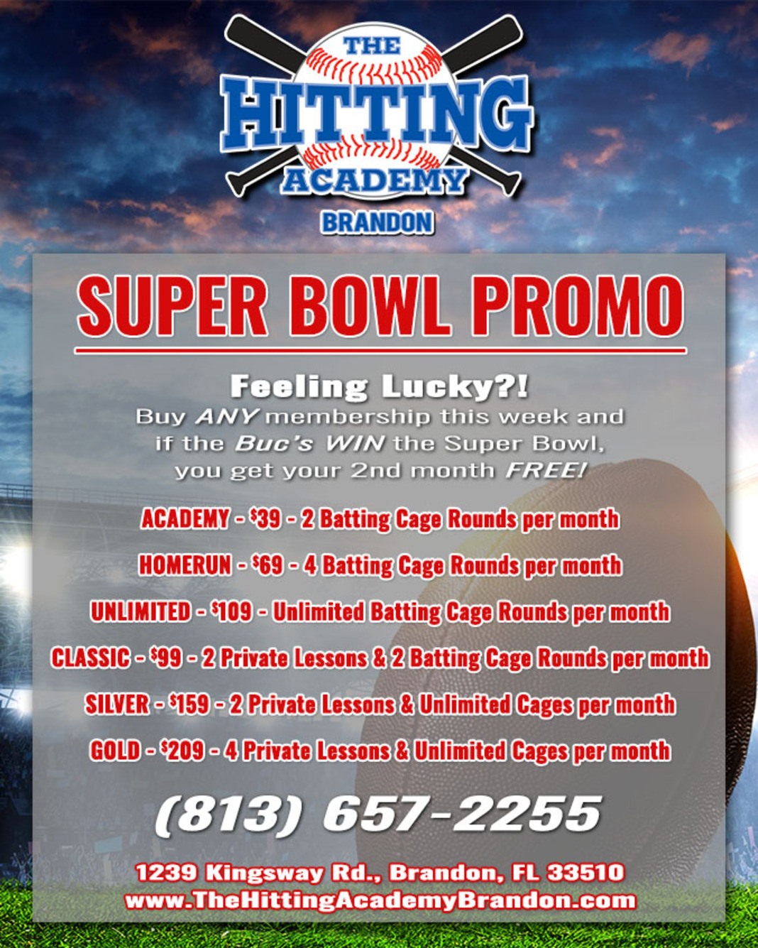 Superbowl Promotion at The Hitting Academy Image