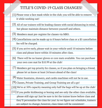 TITLE's COVID-19 Class Changes